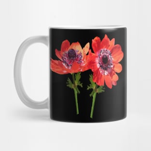 Red Anemone Wildflower Vector Art Cut Out Mug